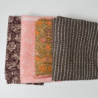 Brown + Pink Floral Print Quilting Weight Woven Fabric Bundle