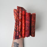 Red Resist Dyed Woven Fabric Bundle