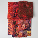 Red Resist Dyed Woven Fabric Bundle