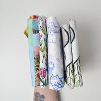 Illustrated Cat Print Woven Fabric Bundle