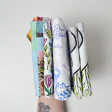 Illustrated Cat Print Woven Fabric Bundle