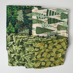 Green Leaf + Tree Print Quilting Weight Woven Fabric Bundle