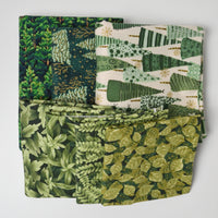 Green Leaf + Tree Print Quilting Weight Woven Fabric Bundle