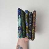 Dark Green + Purple Nature Print Quilting Weight Woven Fabric Bundle