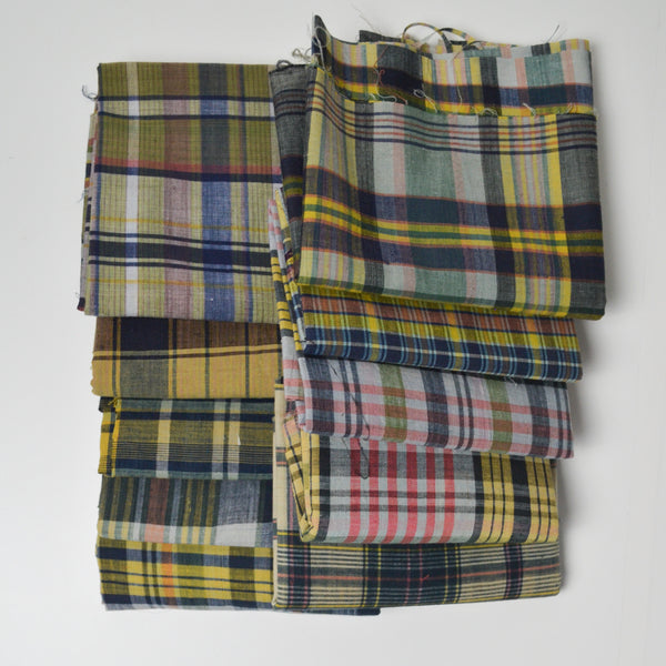 Green, Blue + Yellow Plaid Woven Fabric Bundle