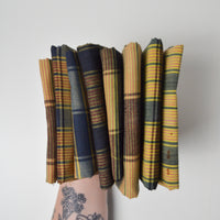 Navy Blue + Yellow Plaid Woven Fabric Bundle