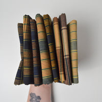 Navy Blue + Yellow Plaid Woven Fabric Bundle