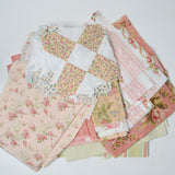 Pastel Pink + Green Floral Quilting Weight Fabric Bundle - Partially Pieced