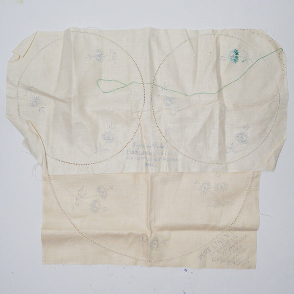 Floral Linen Doilies, Stamped to Embroider - Set of 3 (Started)