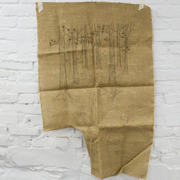 Saint Francis Printed Burlap Panel, Stamped for Embroidery - Missing Corner