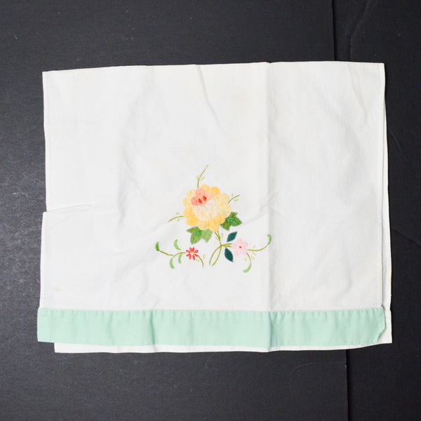 Yellow Floral Applique Linen - 13" x 20"