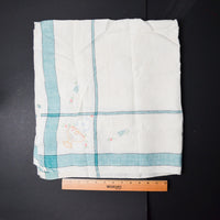 Green + White Embroidered Tablecloth - 36" x 36"
