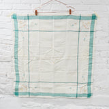 Green + White Embroidered Tablecloth - 36" x 36"