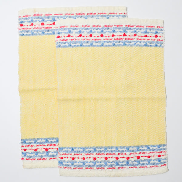 Yellow Napkins with Red, Blue, + White Border - 10" x 14"