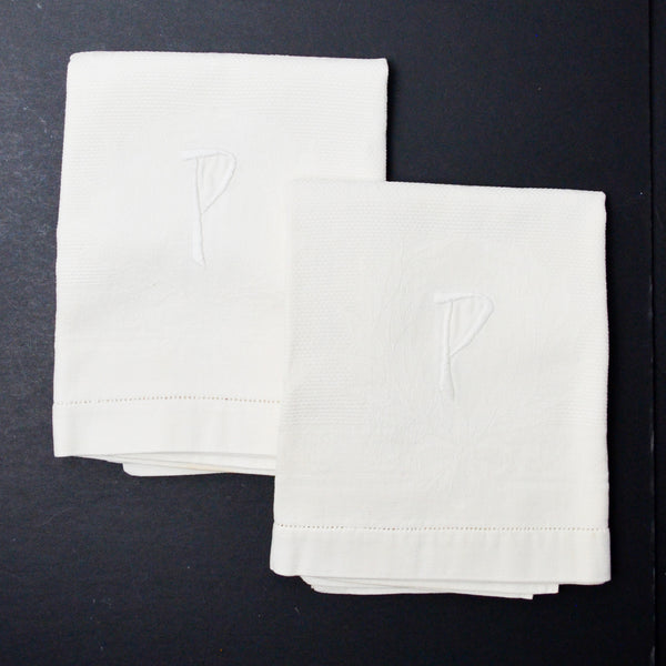 P Embroidered Napkin Bundle, 19.5" x 34" - Set of 2