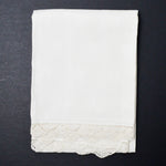 White Floral Damask Runner with Crochet Lace Border - 18.5" x 36"