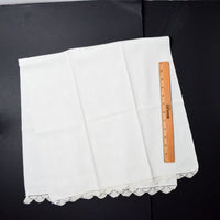 White Floral Damask Runner with Crochet Lace Border - 18.5" x 36"