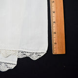 White Floral Damask Runner with Crochet Lace Border - 18.5" x 36"