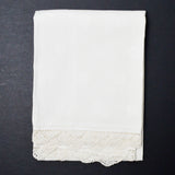 White Floral Damask Runner with Crochet Lace Border - 18.5" x 36"