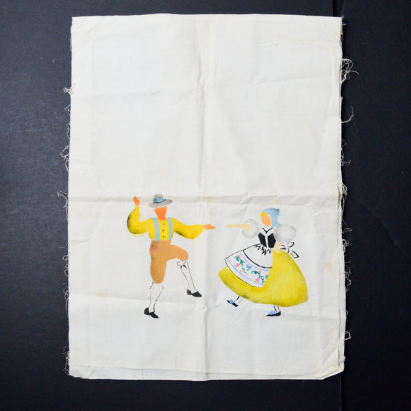 Folk Dancers Stenciled Fabric Panel