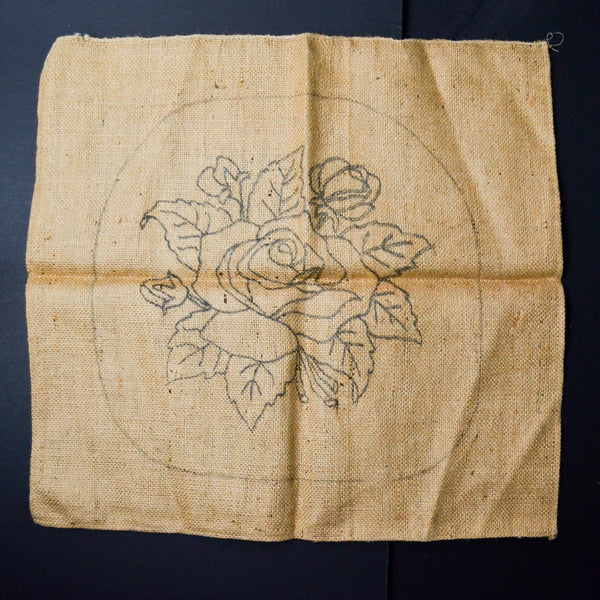 Floral Rug Hooking Panel on Burlap