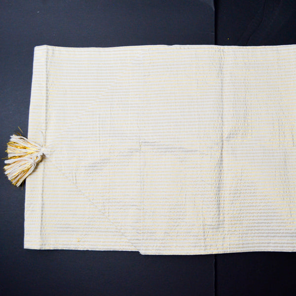 Gold + White Striped Runner with Tassels - 19" x 76"