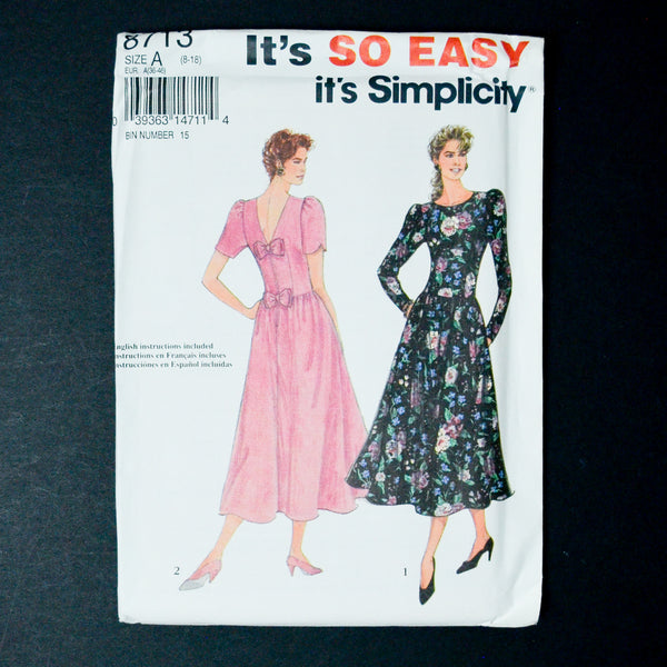 Simplicity 8713 Dress Sewing Pattern - Size A (8-18)