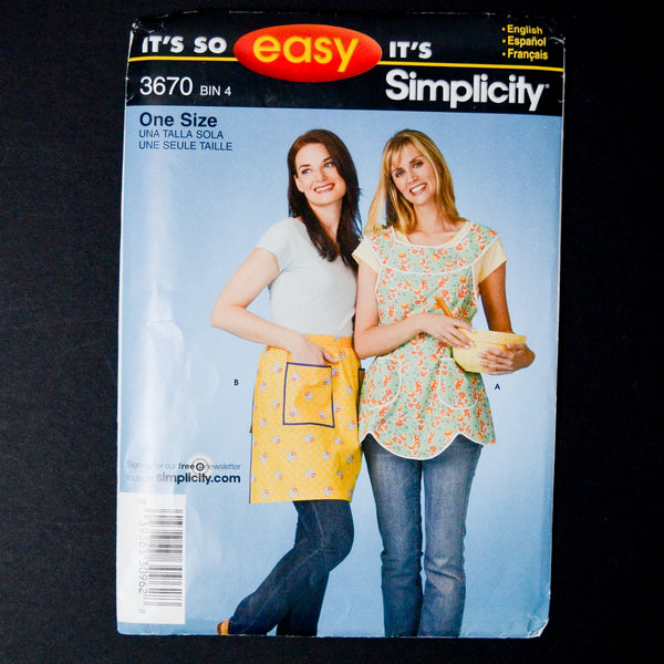 Simplicity 3670 Apron Sewing Pattern - One Size