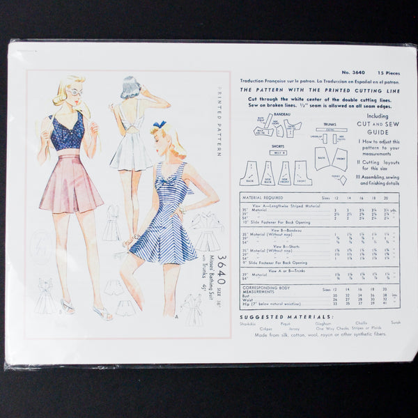 Lady Marlowe Vintage Reproduction 8640 Top + Skirt Sewing Pattern