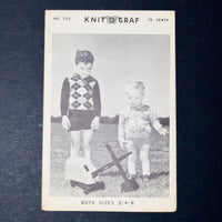 Knit O Graf No. 725 Boys Sweater Knitting Pattern - Size 2-6