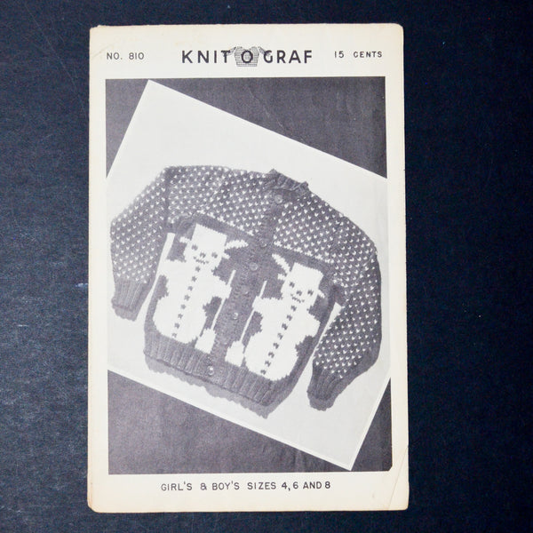 Knit O Graf No. 810 Kids Snowman Sweater Knitting Pattern - Size 4-8