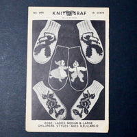 Knit O Graf No. 845 Ladies and Children's Mittens Knitting Pattern