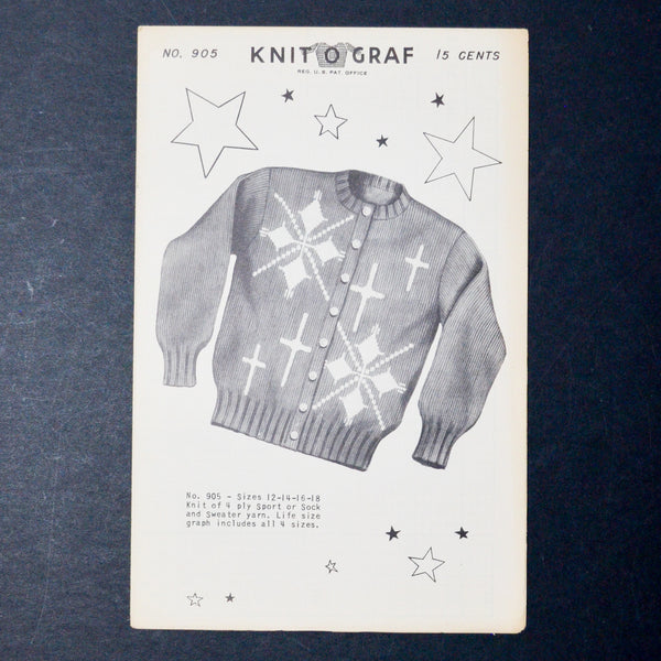 Knit O Graf No. 905 Sweater Knitting Pattern - Size 12-18