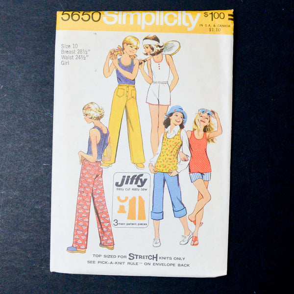 Simplicity 5650 Jiffy's Top + Pants Sewing Pattern - Size 10