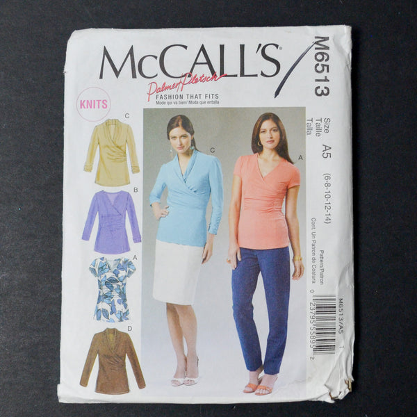 McCall's M6513 Misses' Tops Sewing Pattern - Size A5 (6-14)