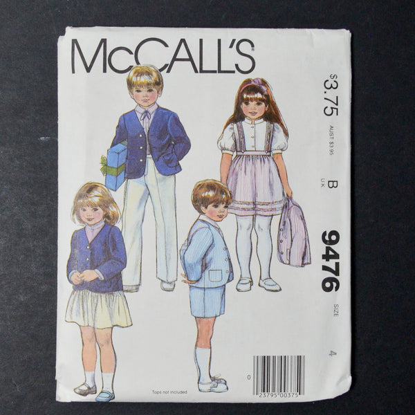 McCall's 9476 Toddlers' and Children's Jacket, Shirt, and Pants or Shorts Sewing Pattern - Size 4