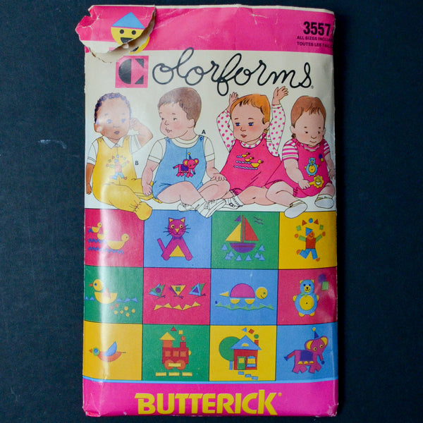 Butterick Colorforms 3557 Infant's Jumper, Overalls, and Panties Sewing Pattern - All Sizes Included