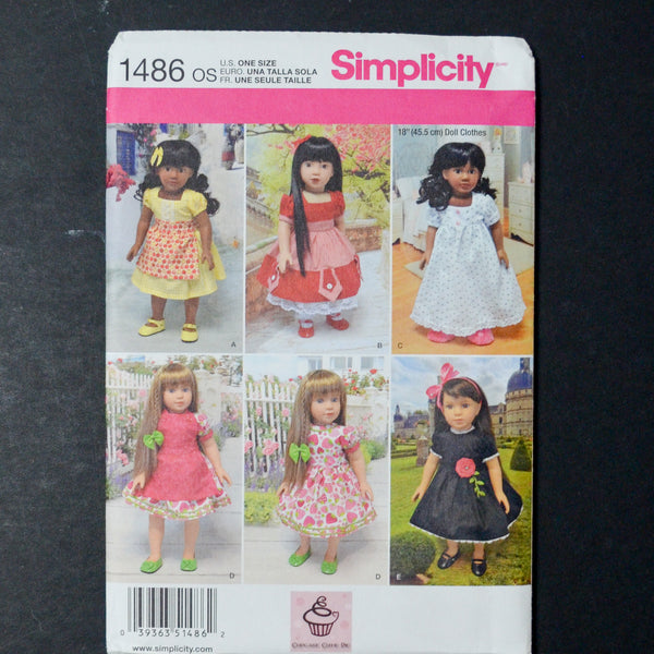 Simplicity 1486 18" Doll Clothes Sewing Pattern - One Size