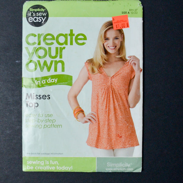 Simplicity 9032898 Misses Top Sewing Pattern - Size A (10-22)