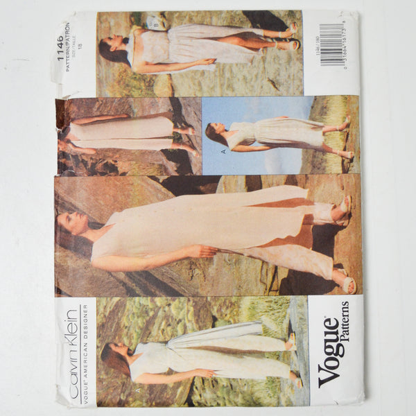 Vogue 1146 Calvin Klein Misses' Dress, Top, Skirt, Pants, and Scarf Sewing Pattern - Size 18