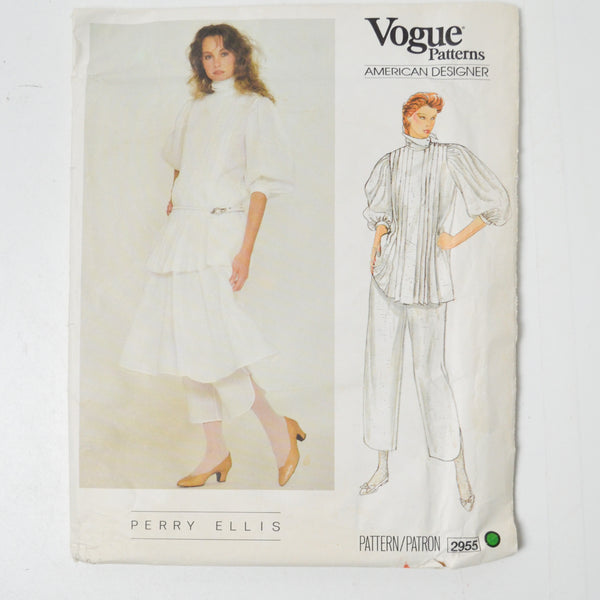 Vogue 2955 Perry Ellis Misses' Top, Skirt, and Pants Sewing Pattern - Size 12