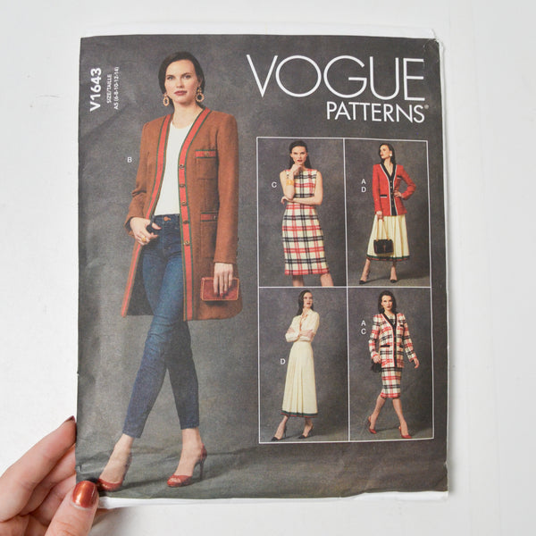 Vogue V1643 Misses'/Misses' Petite Jacket, Dress, and Skirt Sewing Pattern - Size A5 (6-14)