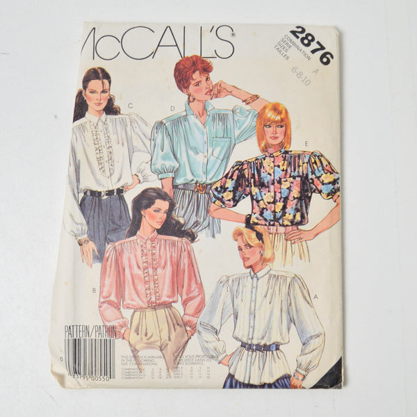McCall's 3876 Blouse Sewing Pattern - Size A (6-10)