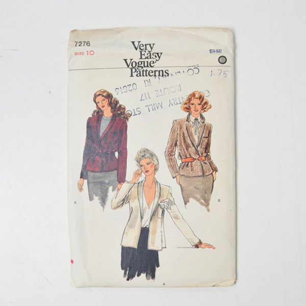 Very Easy Vogue 7276 MIsses' Jacket Sewing Pattern - Size 10