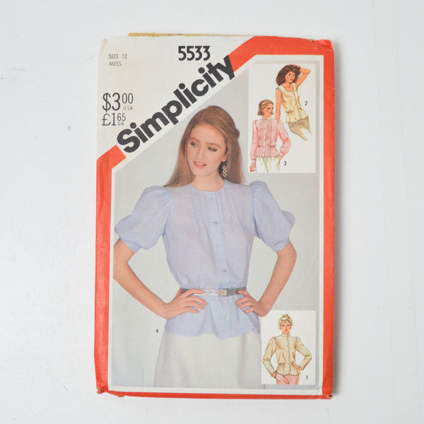 Simplicity 5522 Misses' Blouses Sewing Pattern - Size 12