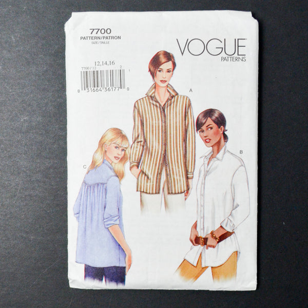 Vogue 7700 Misses Petite Shirt Sewing Pattern - Sizes 12-16