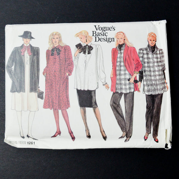 Vogue's Basic Design 1261 Misses Maternity Jacket, Dress, Top, Pants + Skirt Sewing Pattern - (12-16)