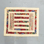 Red + Beige Upholstery Fabric Pieced Quilt Panel - 22" x 25"