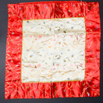 Red + Beige Embroidered Silky Pillow Cover - 16" x 16"