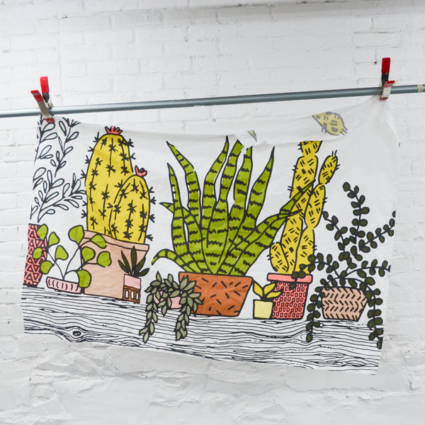 Plant Print Fabric Remnant - 34" x 52"